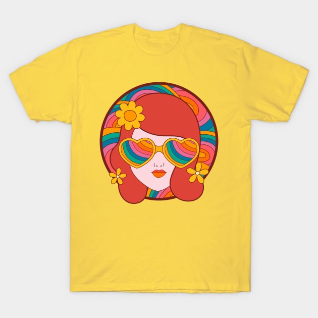 Psychedelic Red Head T-Shirt by InkyArt